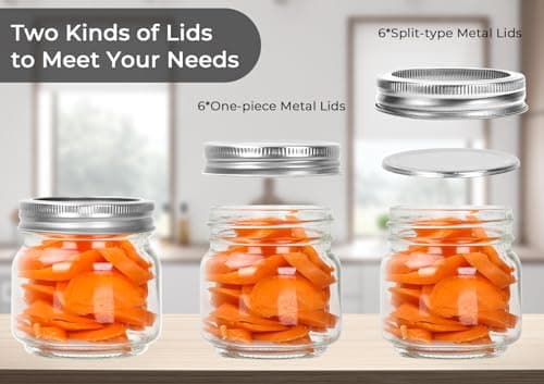 8oz Glass Mason Jars, 6 Pack with Labels, Perfect for Spices and Candies