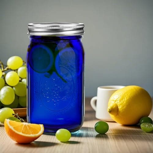 Eleganttime Blue Mason Jars Wide Mouth, 6 Pack Cobalt Blue Colored Mason Jars 32 oz for Canning and Pickling, Storage, DIY Crafts & Décor  
Eleganttime Blue Mason Jars Wide Mouth, 6 Pack Cobalt Blue Colored Mason Jars 32 oz for Home Organization, Can