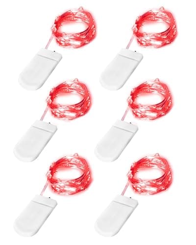 Blingstar Waterproof Silver Fairy Lights, 6 Pack 7Ft, Warm White, Christmas Decoration — Red