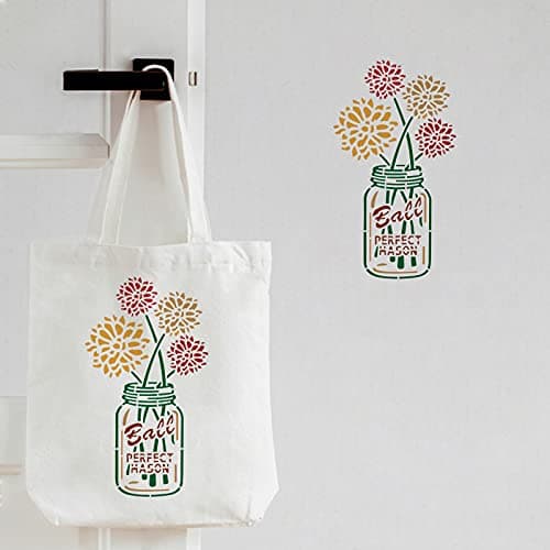 FINGERINSPIRE Mason Jar Floral Stencil 29.7x21cm Plastic Reusable Drawing Stencils