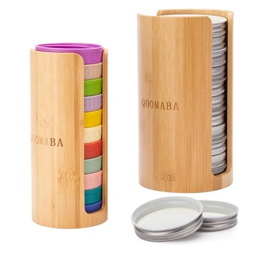 Bamboo Mason Lid Organizer (2PC), Stackable & Perfectly Fit WIDE/REGULAR Mason/Canning Lids