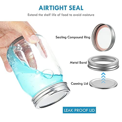 YEBODA 12-Pack 16 oz Wide Mouth Glass Canning Jars with Airtight Lids