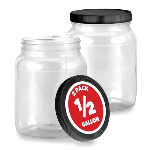 Clear Plastic Jars with Lids (2 Pack) - 64 oz Wide Mouth Storage for Candy, Cookies, Crafts, Kitchen Stocktips