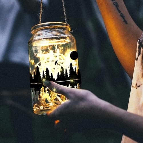 Reusable Forest Silhouette Jar Decals, 12Pcs DIY Craft Kit for Jars & Mason Can