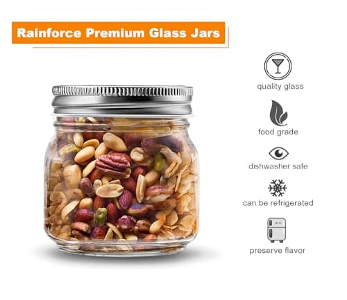 8 oz 30 Pack Small Mason Jars Silver Lids Spices Glass