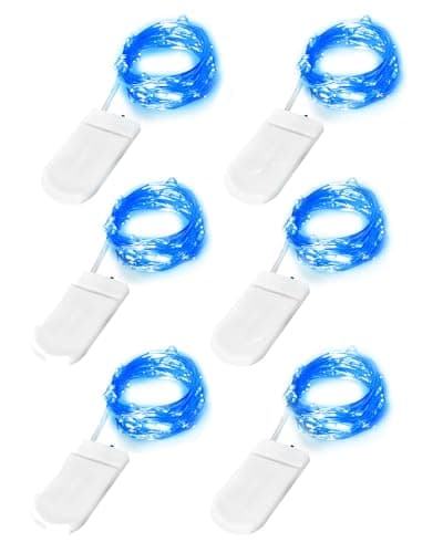Blingstar Waterproof Silver Fairy Lights, 6 Pack 7Ft, Warm White, Christmas Decoration — Blue