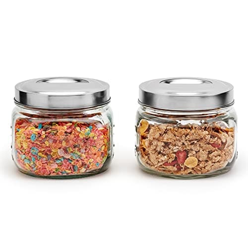 Airtight Glass Canister Set with Pop-Up Lids, 2 Small 1.6 Liter Containers