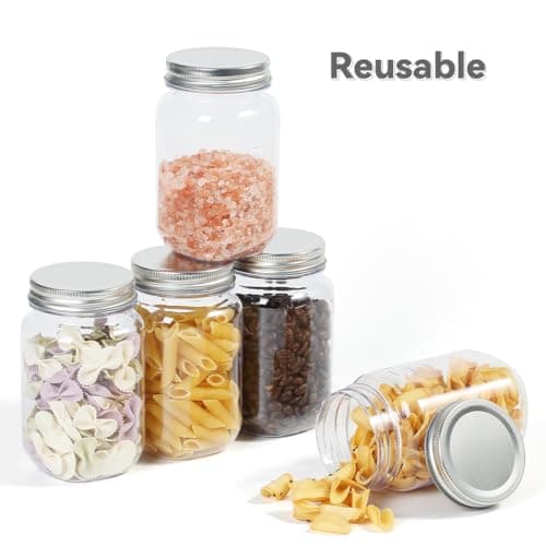 16oz BPA Free Clear Mason Style Plastic Storage Containers with Screw-On Lids - 20 Pack