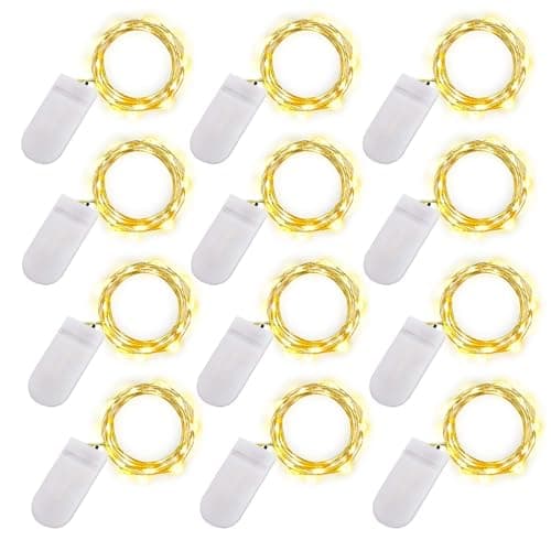 Multicolored Mini Fairy Lights 12-Pack 7ft LED Lights for Crafts and Décor — Warm White