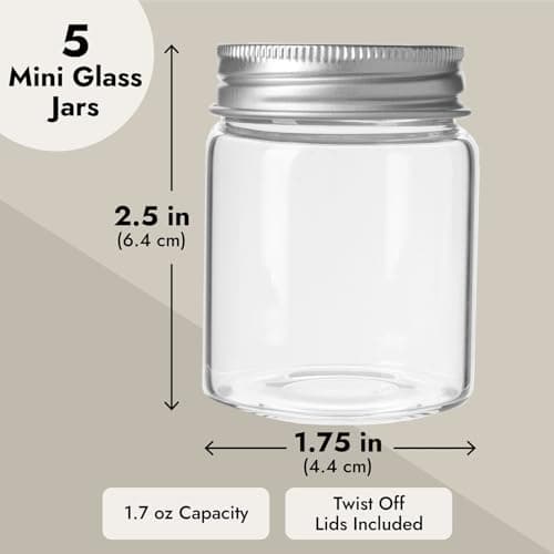 Juvale Mini Glass Jars with Lids, 5 Pack - Perfect for Crafts, Spices & Jams