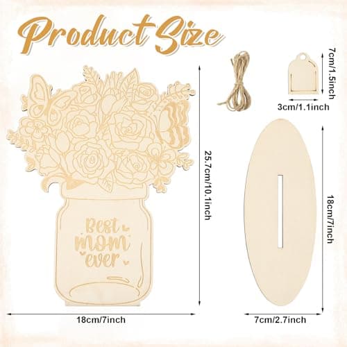 Unfinished Wooden Flower Ornaments for Painting, DIY Home Decor 10.1x7 Inch