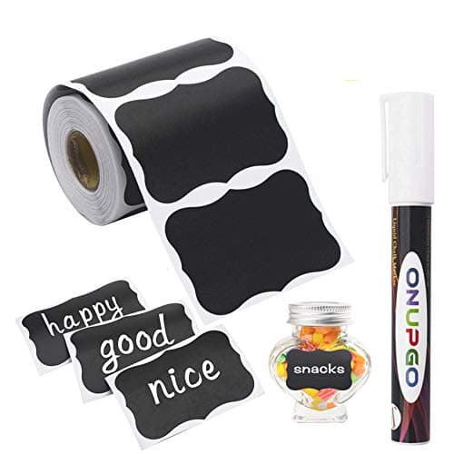 ONUPGO Chalkboard Labels 180pcs Waterproof Reusable for Mason Jars & Home Organization