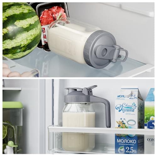 32 oz Airtight Glass Pitcher with Pour Spout for Breastmilk Storage