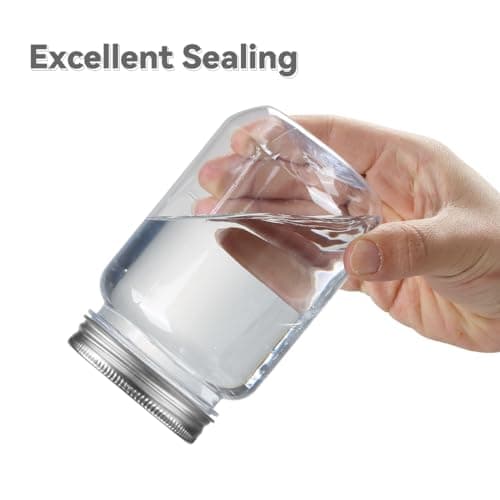 16oz BPA Free Clear Mason Style Plastic Storage Containers with Screw-On Lids - 20 Pack