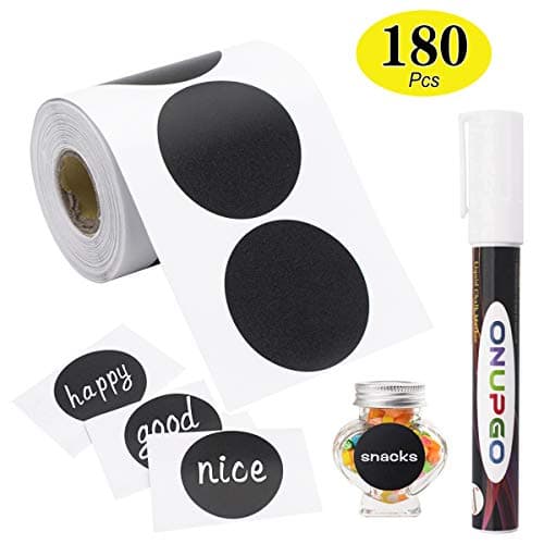 ONUPGO Chalkboard Labels 180pcs Waterproof Reusable for Mason Jars & Home Organization — C: Round Shape