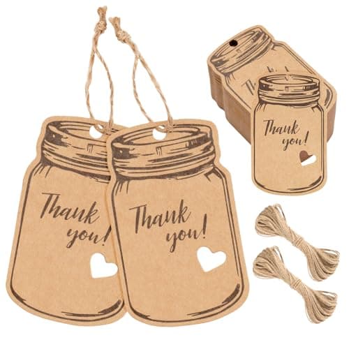 G2PLUS Kraft Paper Gift Tags, 100PCS Brown Hangtags for Canning Jars and Party Favors — Brown Bottle-thank You