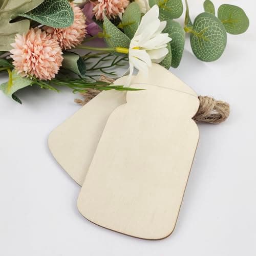 30 Pack 4 Inch Wood Mason Jar Cutouts for Home Party Decoration Craft Project
