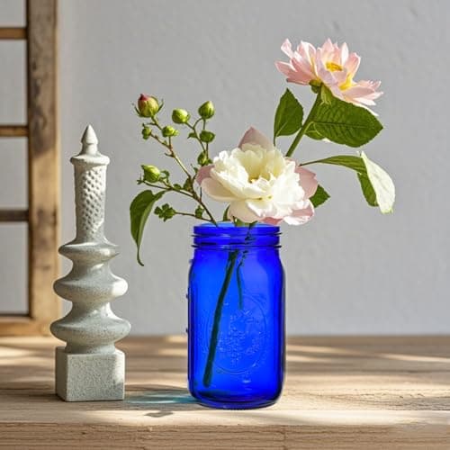 Eleganttime Blue Mason Jars Wide Mouth, 6 Pack Cobalt Blue Colored Mason Jars 32 oz for Canning and Pickling, Storage, DIY Crafts & Décor  
Eleganttime Blue Mason Jars Wide Mouth, 6 Pack Cobalt Blue Colored Mason Jars 32 oz for Home Organization, Can