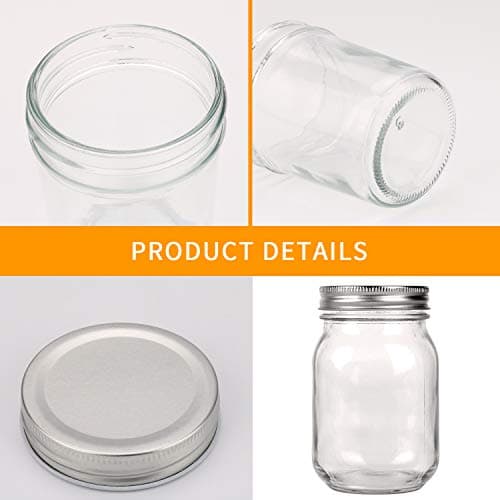 Accguan 16oz Glass Mason Jars with Airtight Lids, 15 Pack, Ideal for Jam, Honey, and More