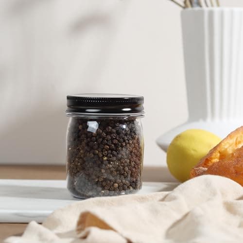 8 oz Black Clear Plastic Mason Jars, 32 Pack, Reusable for Dry Food Storage