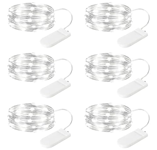 Battery Operated 7ft 20 LED Silver Wire Fairy Lights - Waterproof for DIY & Weddings
