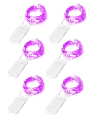 Blingstar Waterproof Silver Fairy Lights, 6 Pack 7Ft, Warm White, Christmas Decoration — Purple