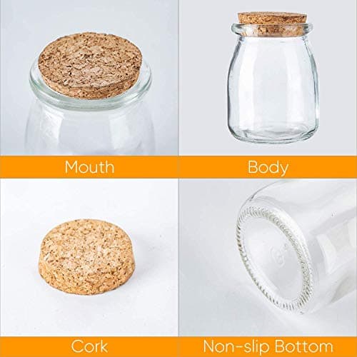 Brajttt Mini Yogurt Jars, 40 Pack, 7 oz, Mason Style Favors with Cork Lids