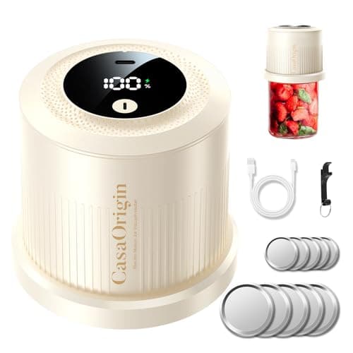 Electric Mason Jar Sealer Kit with 10 Canner Lids & Can Opener — Beige