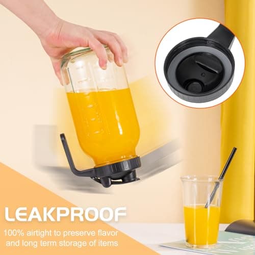 Mason Jar Flip Cap Lid, Airtight Leak-Proof Seal, Wide Mouth, Black - Pack of 2
