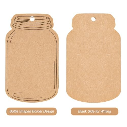 G2PLUS Kraft Paper Gift Tags, 100PCS Brown Hangtags for Canning Jars and Party Favors