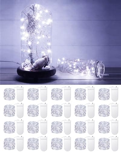 20 Pack Warm White Battery Operated Fairy Lights for Wedding Mason Jars Christmas Decorations — Cool White