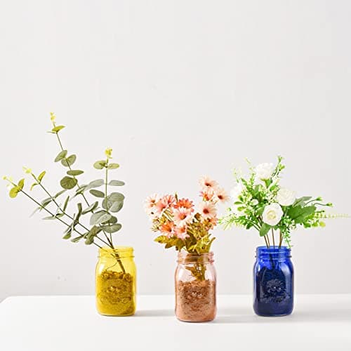 Amzcku 16 oz Colored Mason Jars, 6 Pack Multifunction Glass Containers