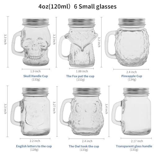 4 oz Mini Mason Jar Mugs with Handles and Lids for Drinks, Gifts, and Crafts