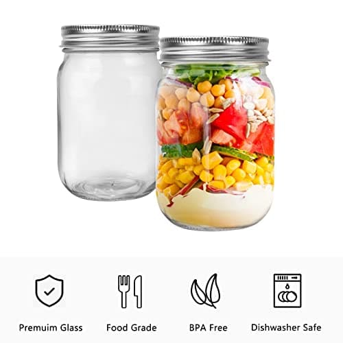 20-Pack 12 oz Clear Glass Jars with Silver Lids, Perfect for Food Storage