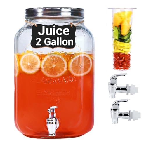 100% Leakproof 2-Gallon Sun Tea Dispenser with Press-Spigots and Chalkboard Lid