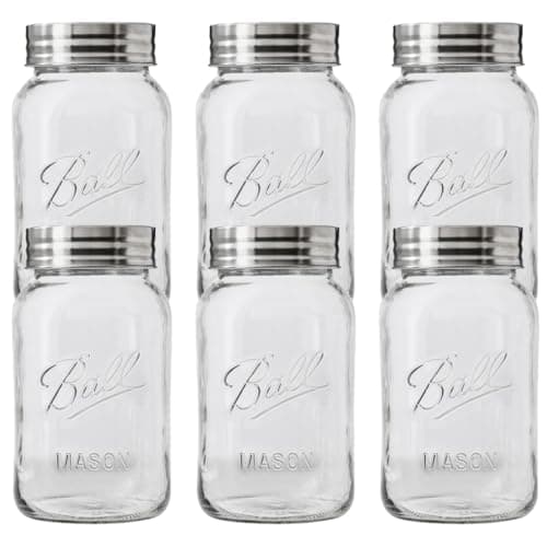 Quart Size Ball Wide Mouth Glass Mason Jars with Lids & Bands (Pack of 2) — Quart