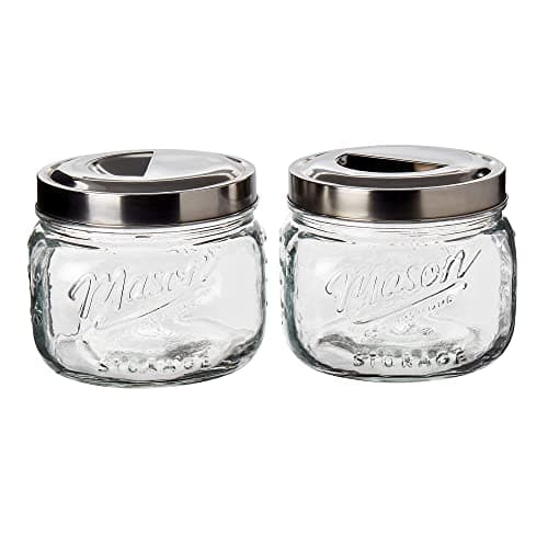 Airtight Glass Canister Set with Pop-Up Lids, 2 Small 1.6 Liter Containers