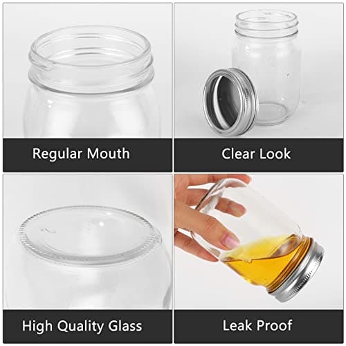 20-Pack 12 oz Clear Glass Jars with Silver Lids, Perfect for Food Storage