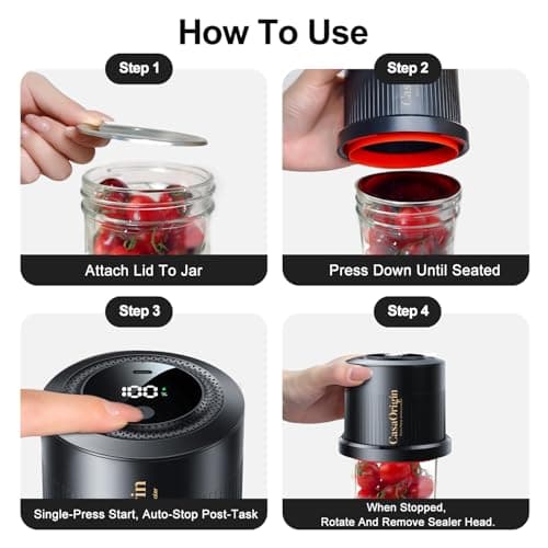 Electric Mason Jar Sealer Kit with 10 Canner Lids & Can Opener