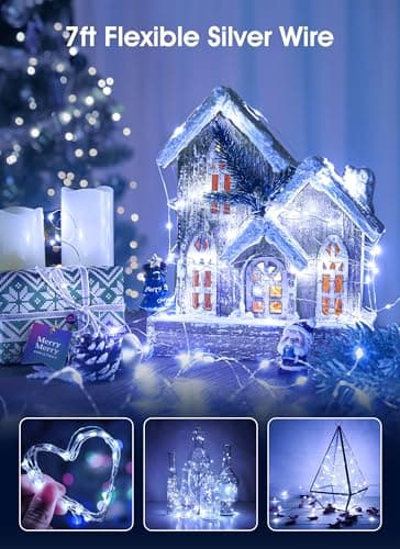 Battery Operated 7ft 20 LED Silver Wire Fairy Lights - Waterproof for DIY & Weddings