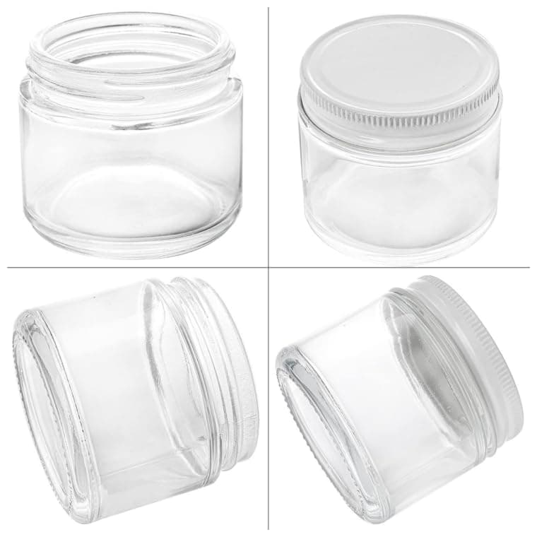 30 Pack 2oz Round Clear Glass Jars with Lids & Labels, Airtight Spices & Herbs Storage
