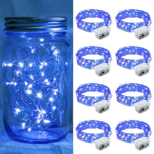 24 Pack Waterproof 20 LED Fairy Lights for Mason Jar Party (Multicolor) — Blue