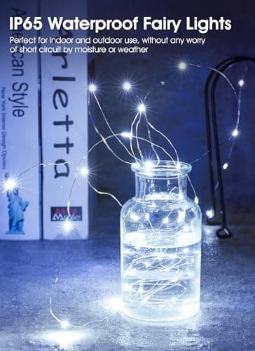 Battery Operated 7ft 20 LED Silver Wire Fairy Lights - Waterproof for DIY & Weddings