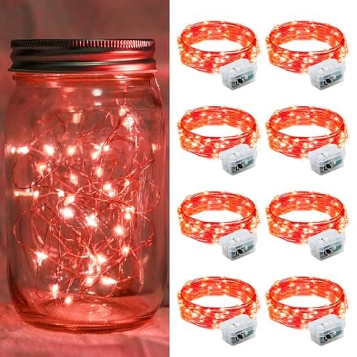 24 Pack Waterproof 20 LED Fairy Lights for Mason Jar Party (Multicolor) — Red