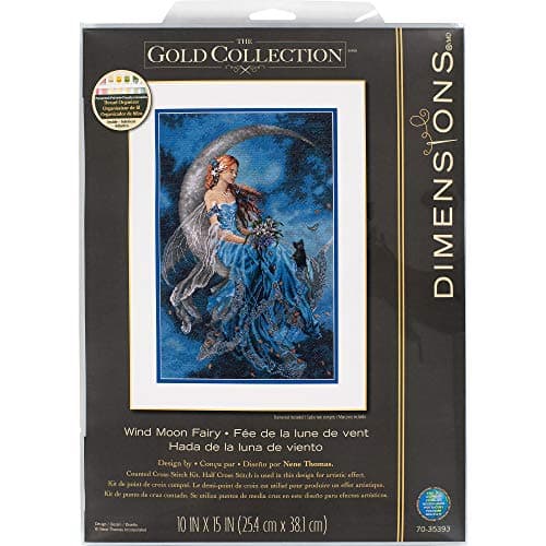 14 Count White Aida Dimensions Mason Jar Cross Stitch Kit, 18" x 7" — Moon Fairy