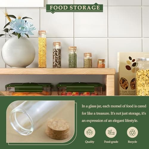 JIUYUE Mini Glass Bottles with Cork-Stoppers, Art Crafts Storage Jars (10 Pcs)