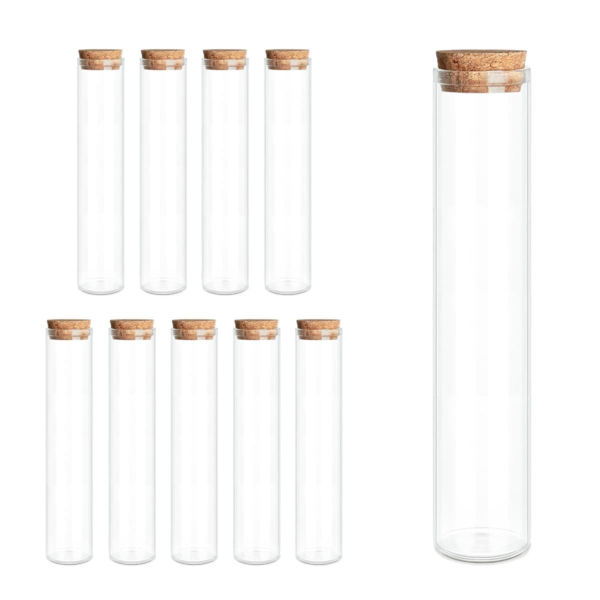 JIUYUE Mini Glass Bottles with Cork-Stoppers, Art Crafts Storage Jars (10 Pcs)