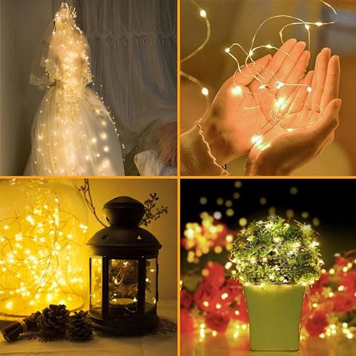 12 Pack Warm White Battery Operated Fairy Lights - 7ft Waterproof Silver Wire Strings for Wedding Table Décor
