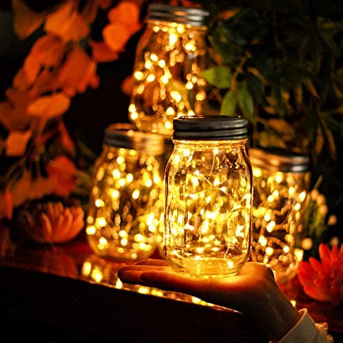 12-Pack Solar Mason Jar Lid Lights 30 LED Firefly String Lights