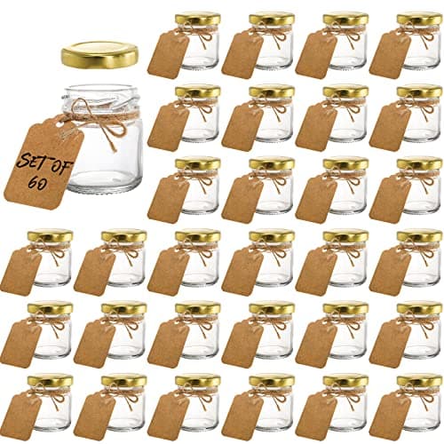 Kingrol 60 Pack 1.5 oz Glass Jars with Lids, Personalized for Spices, Herbs, Crafts
